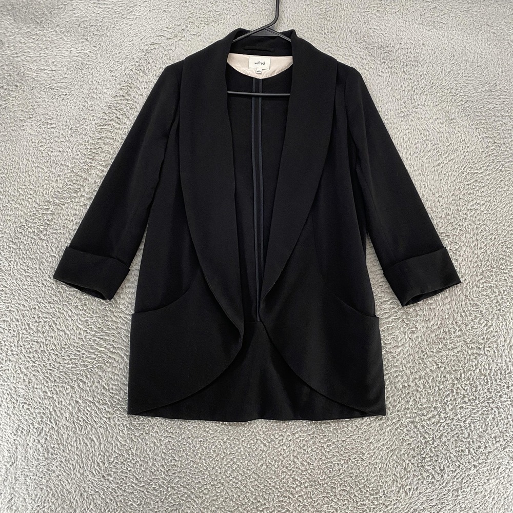 Wilfred Blazer Womens 4 Black Oversized Open Front Tuxedo Jacket Corporate
